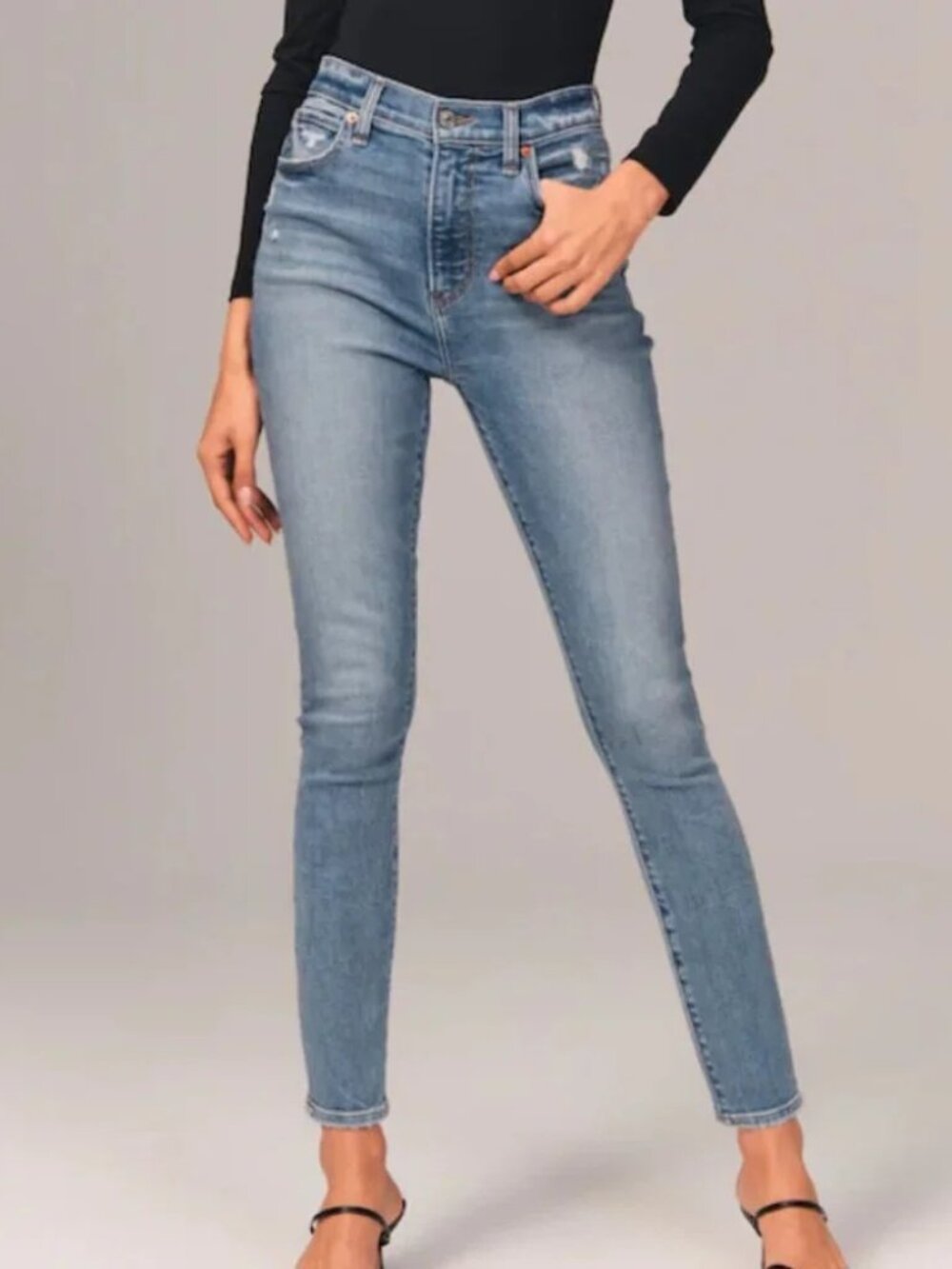 Abercrombie & Fitch High Rise Super Skinny Ankle Jeans 27 Short Light Wash